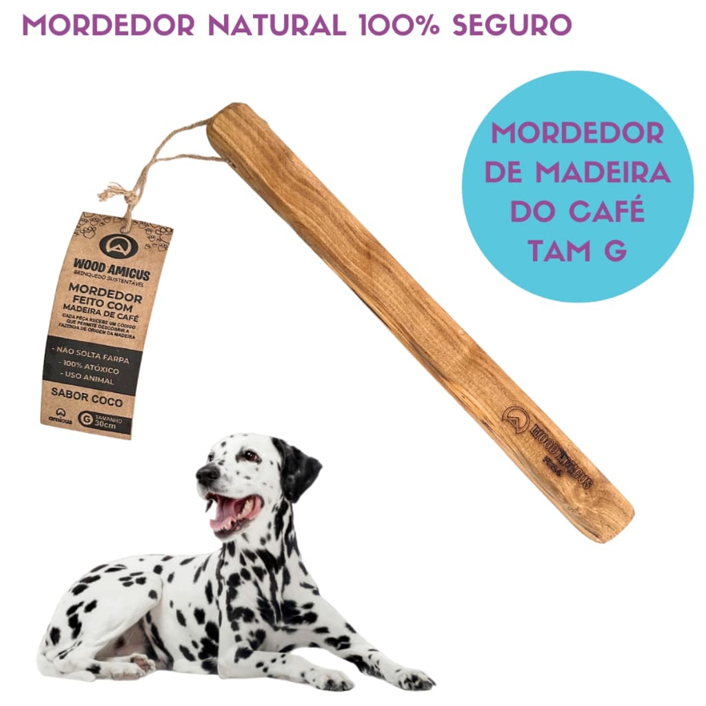 Brinquedo Mordedor para Cães De Madeira do Café Sustentável Natural Wood Amicus G Resistente