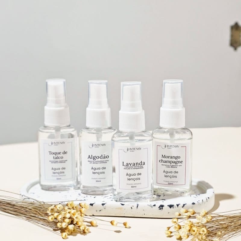 10 água de lençóis 30ml Linha Essencial |aromas variados| perfume de tecidos