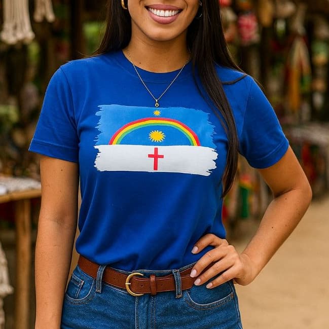 Camiseta feminina babylook T-shirt blusa algodão bandeira de Pernambuco nordeste pernambucana
