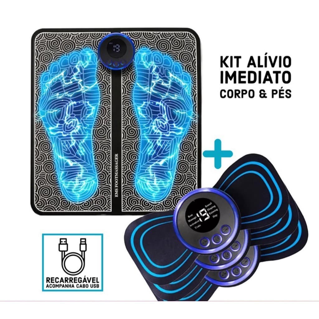 Kit Mini Massageador Elétrico Portátil Adesivo Mais Massagem Corpo Ombro E massageador de pé
