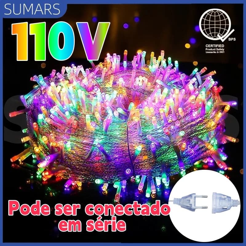 Luzes de Corda LED de Natal Conectáveis ​​à prova d'água 110V para Decoração Oluminação Feriado