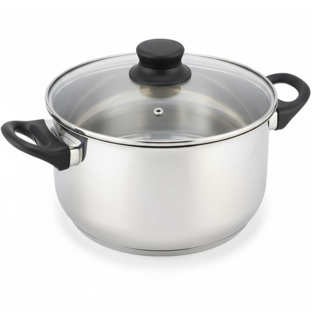 Panela Caçarola Indução Grande 25cm Com Tampa 5,3L Inox 5 Camadas