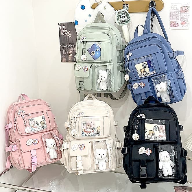 Mochila Escolar Unissex De Grande Capacidade, Impermeável, Estilo Coreano E Fashion Para Campus