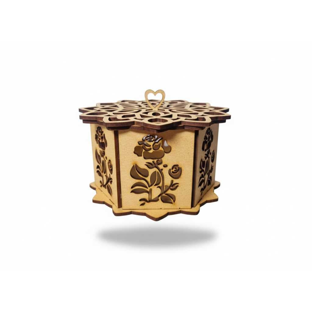 Caixa de Joias Linda Rosa em MDF 11cm