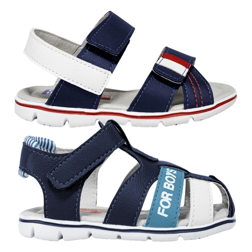 Kit 2 Pares Sandálias Infantil Menino Papete Casual Passeio Escolar Leve Confortável Azul Marinho
