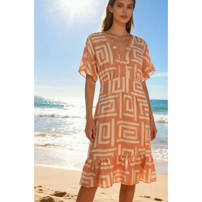 Ourlove Vestido Casual Com Estampa Geométrica Para Mulheres NF E68