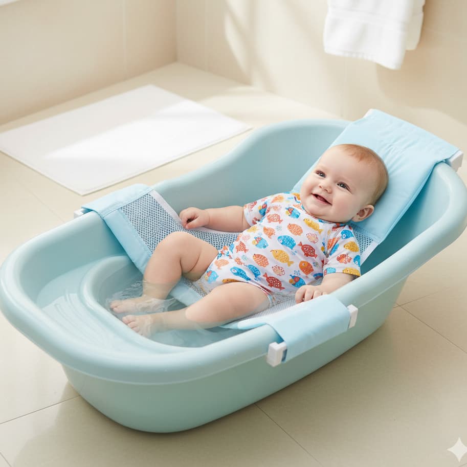 Kit Banho do Bebê Banheira 20 Litros com Rede de Proteção Ajustável