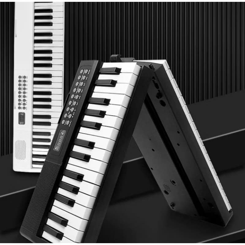 Teclado Eletrônico Dobrável 61 Teclas Tomate Portátil com 200 Ritmos e 200 Timbres