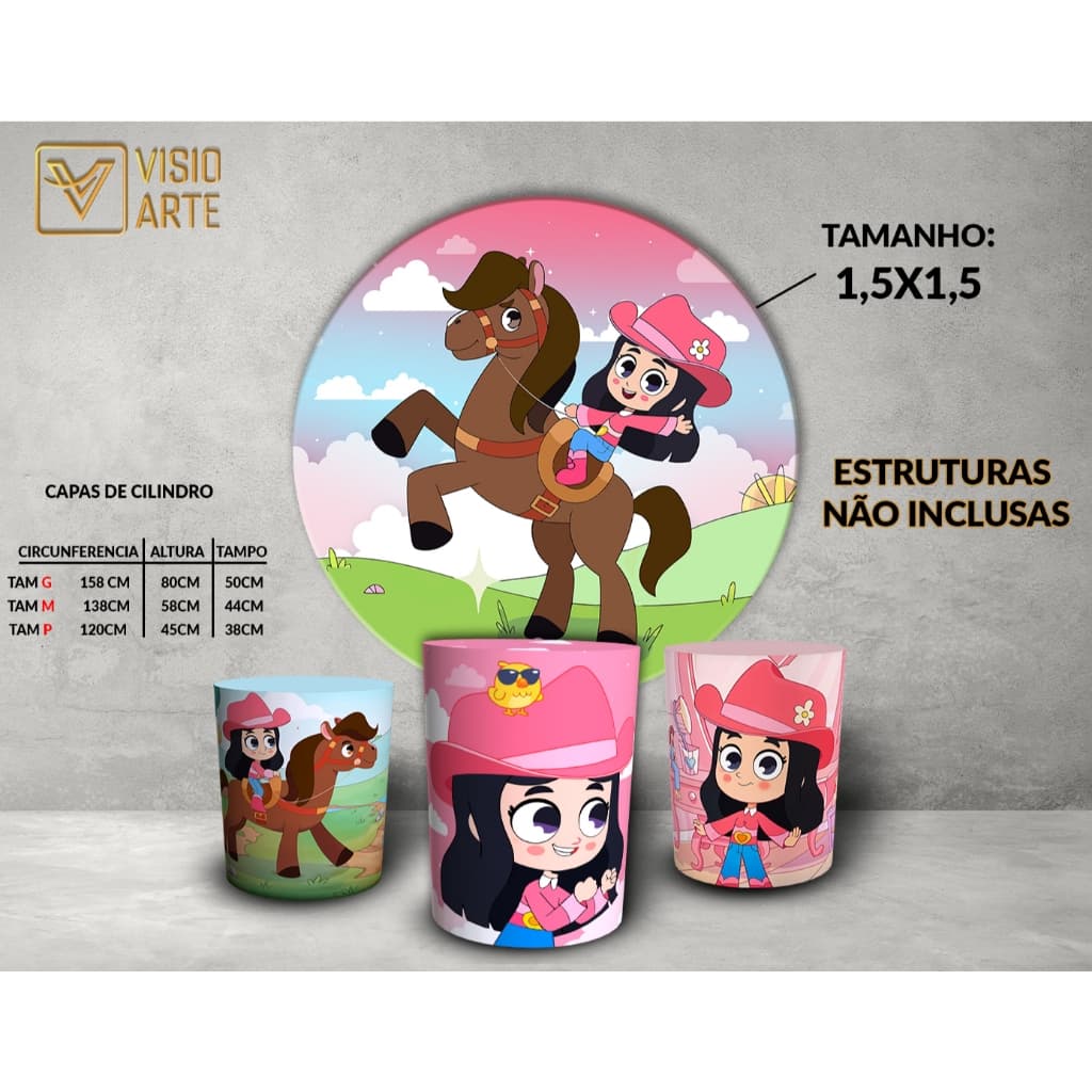 Kit Painel Boiadeirinha 1 + Trio Capas Cilindros 1,5x1,5