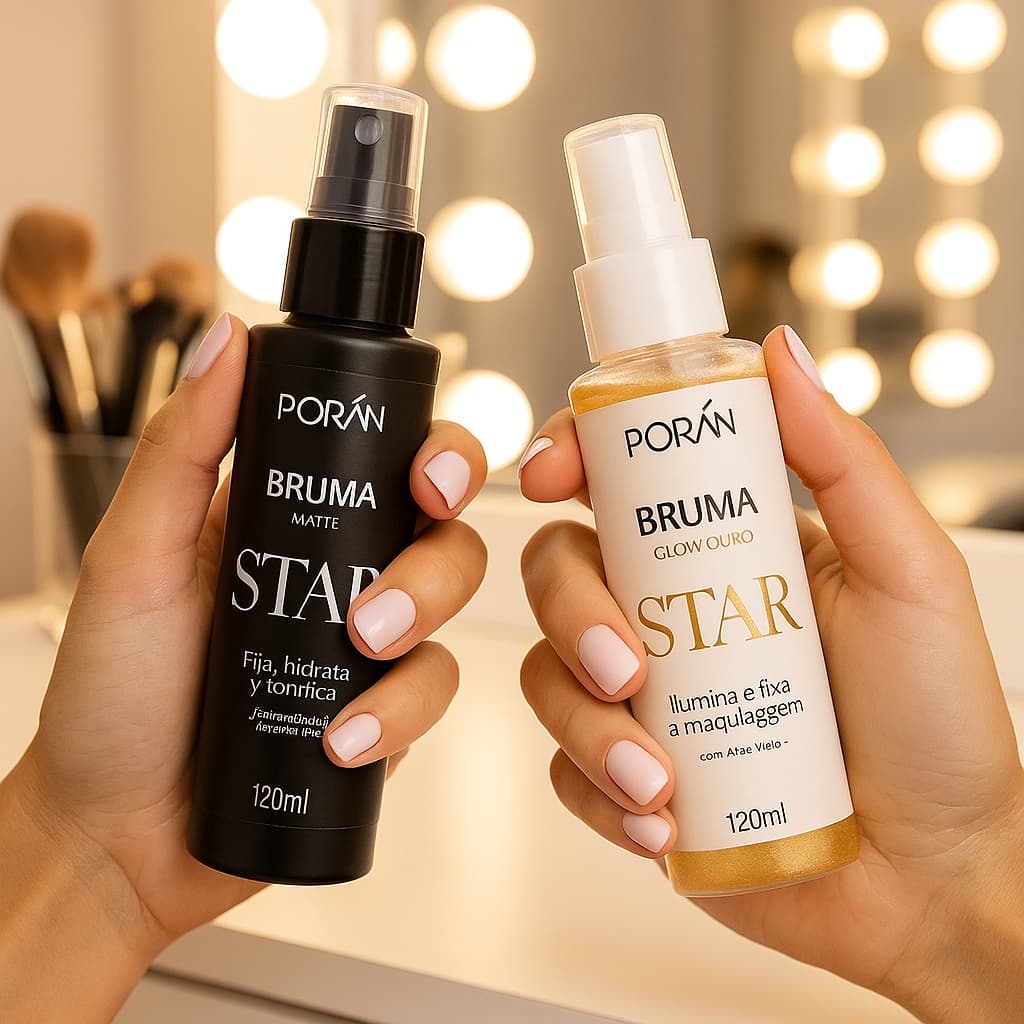 BRUMA STAR FIXADOR DE MAQUIAGEM PRIMER MATTE OU GLOW 120ML PORAN - ESCOLHA O SEU!