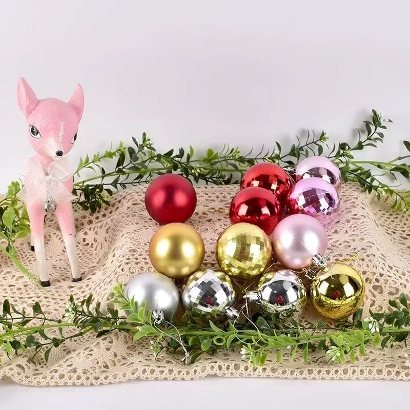 Bola de natal liso com brilho 4cm-8cm