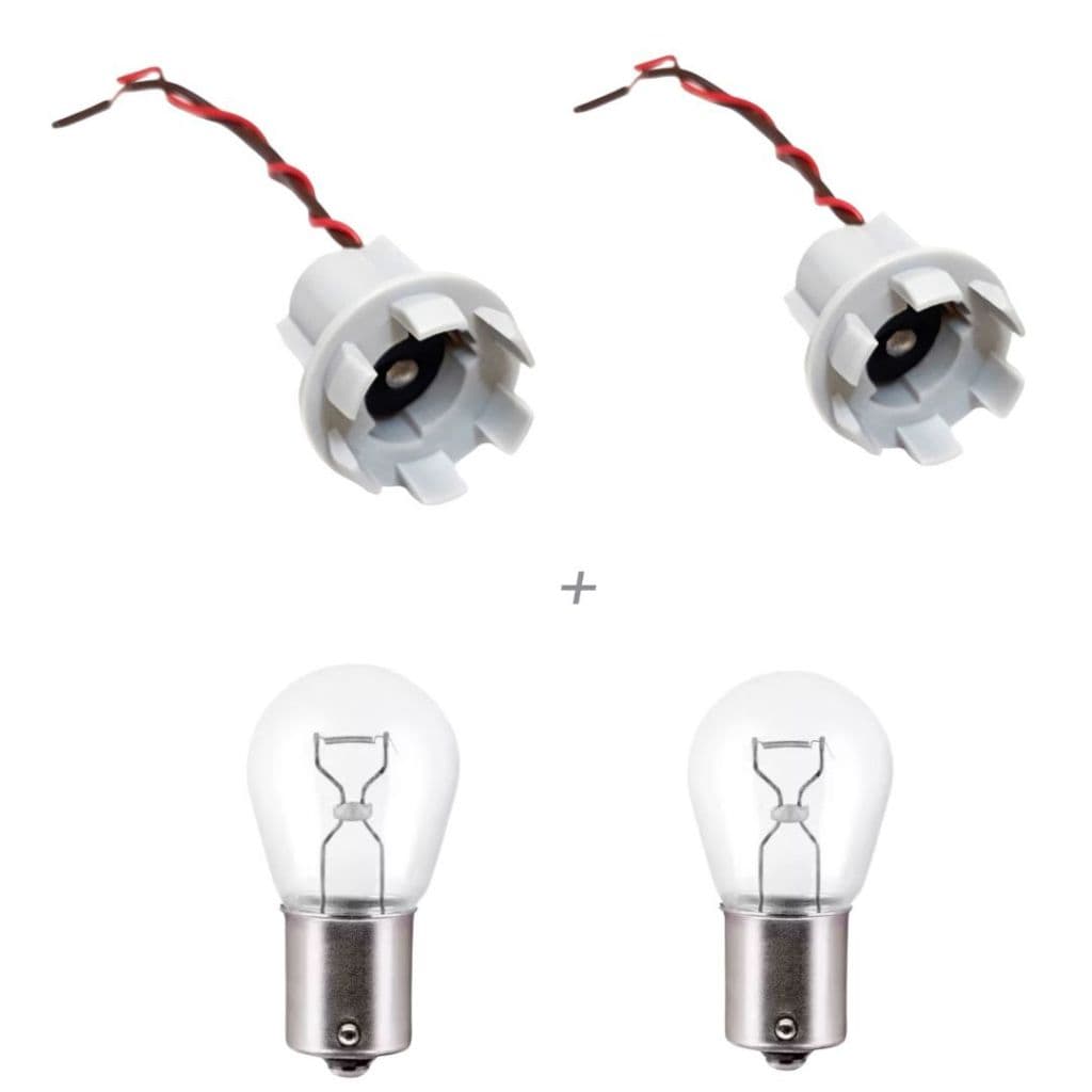 Kit Dois Soquetes Margarida Universal 1 Polo + Duas Lâmpadas 1 Polo 12v 1141
