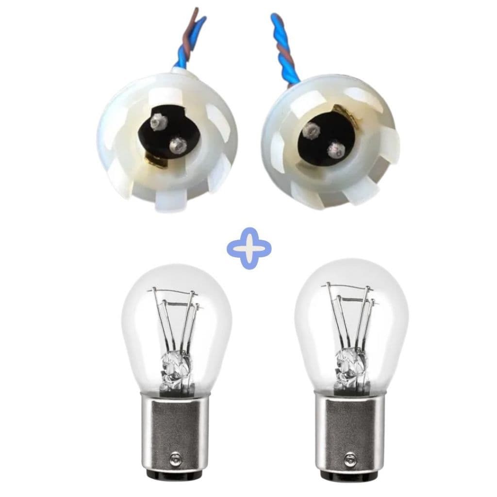 Kit Dois Soquetes Margarida Universal 2 Polos + Duas Lâmpadas 2 Polos 12v