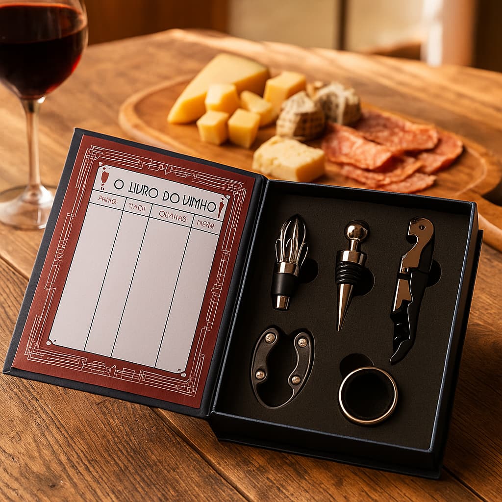 Kit Vinho Acessórios 5pçs Saca Rolhas Estojo Livro Abridor Garrafa Presente Criativo Sommelier