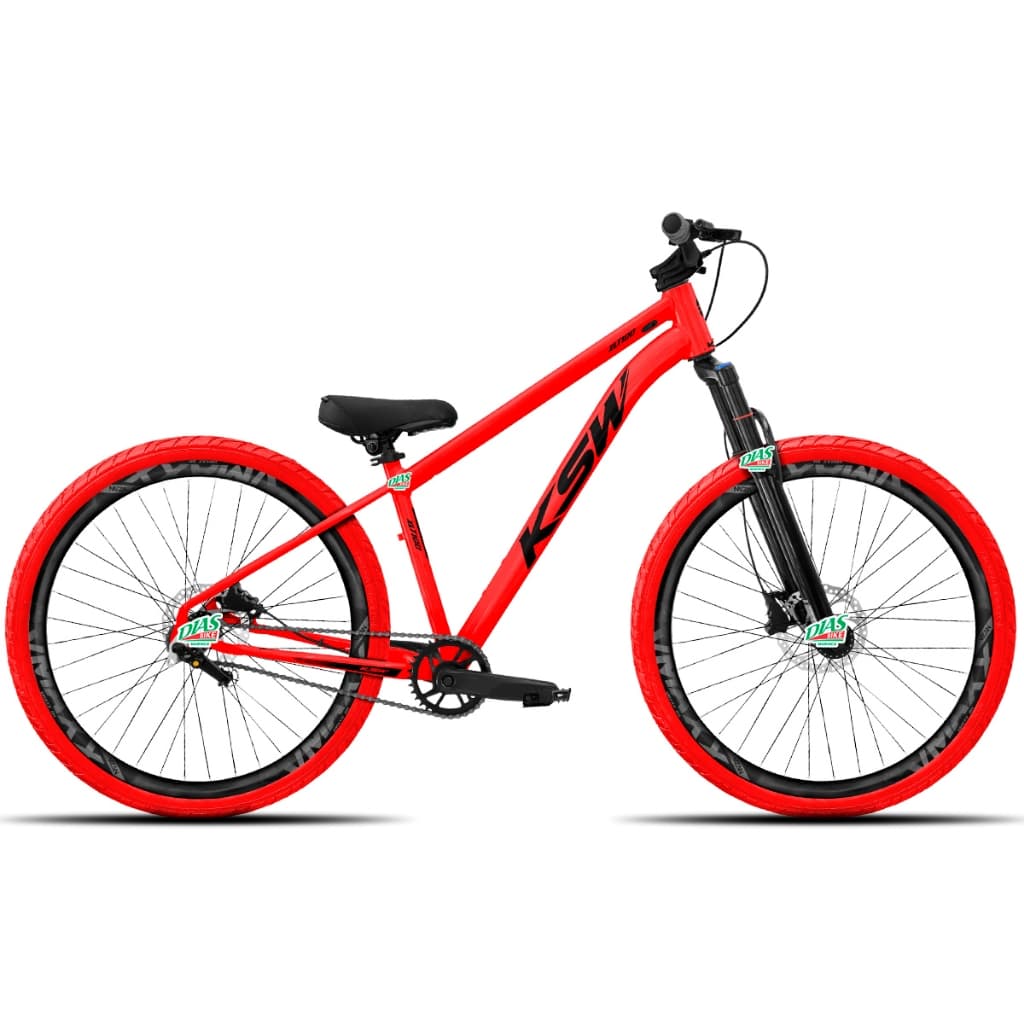 Bicicleta KSW do Grau Kit 1x1 Freio Mecânico Pneus Flame