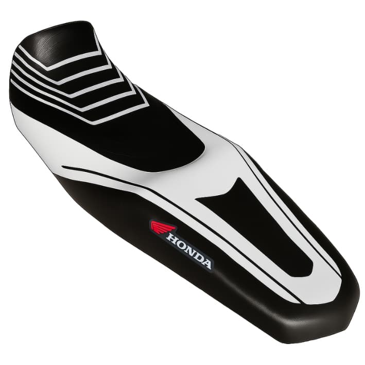 Capa para Banco de Moto Esportiva Preta com Branco Honda Biz Pop Cg Titan Fan Bros Pintada