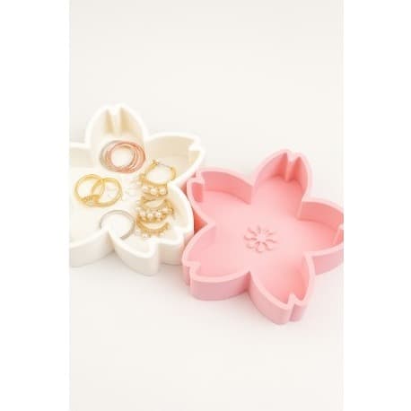 Kit 2 Porta Joias 3D Organizador de Anéis Brincos Bijuterias Rosa Branco