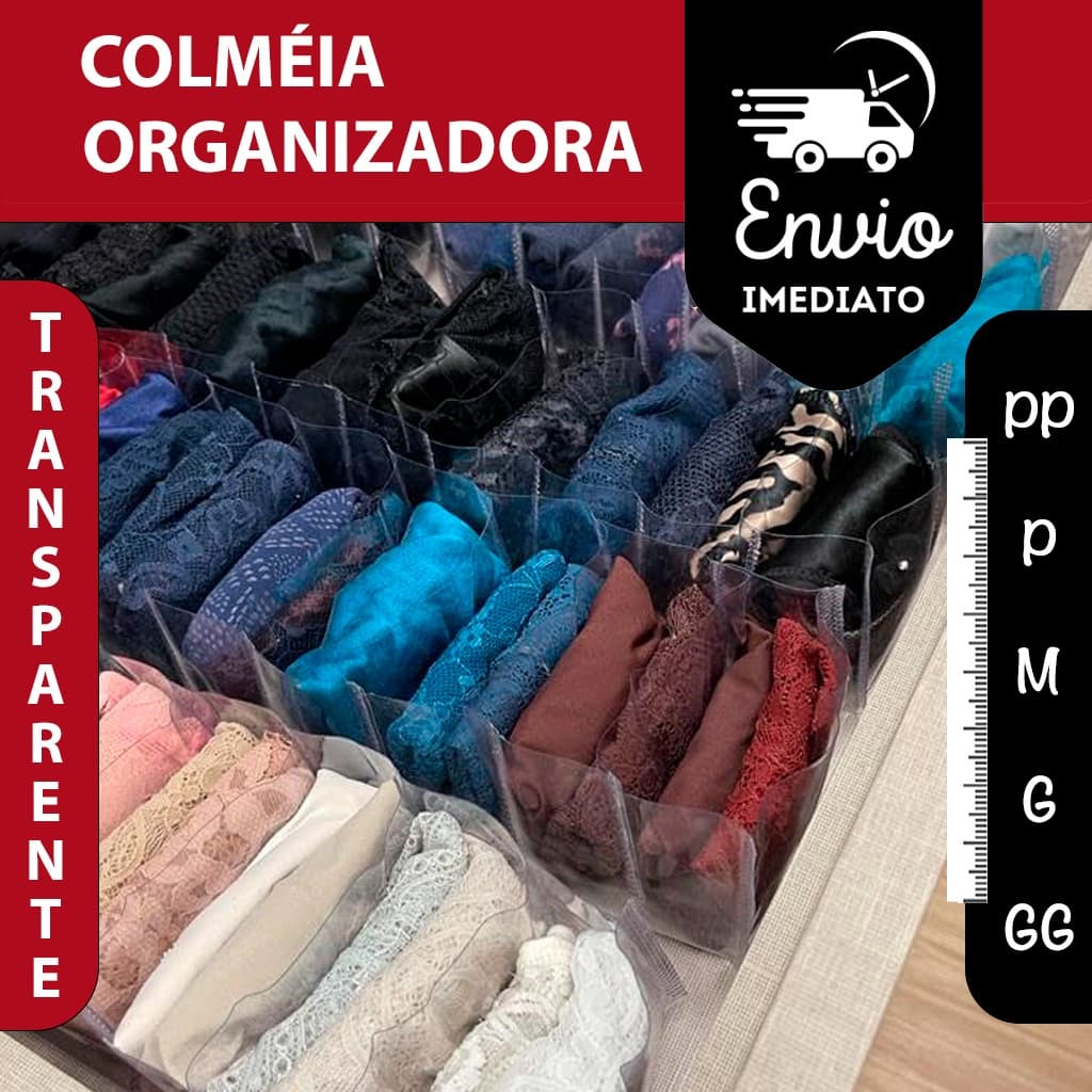 Colmeia Organizadora de Gaveta Clean Transparente PP, P, M, G, GG para Gavetas e Closet