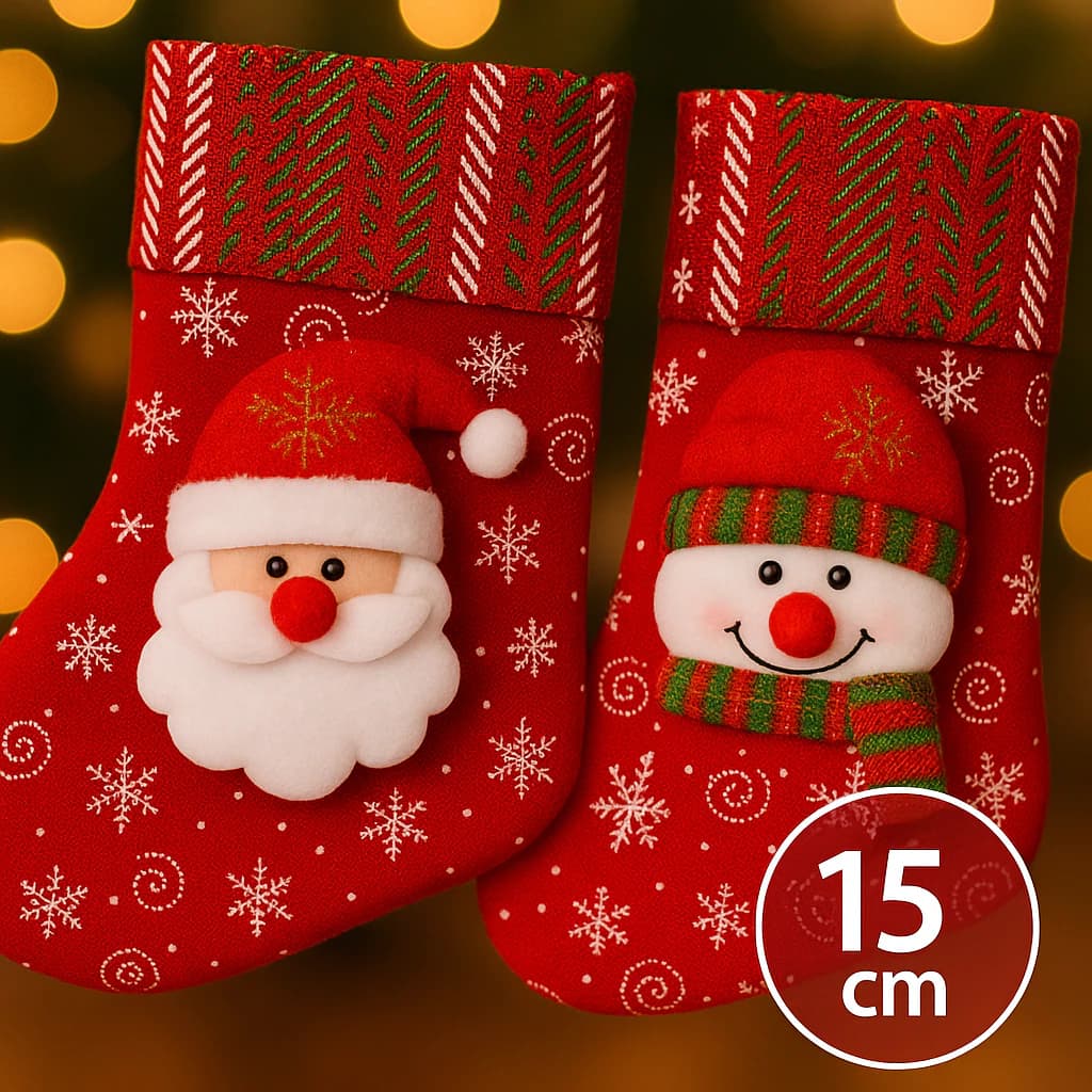 KIT Bota Natalina Natal Decoração Meias Botas Decorativas Boneco De Neve , Rena , Papai Noel enfeite Natalino