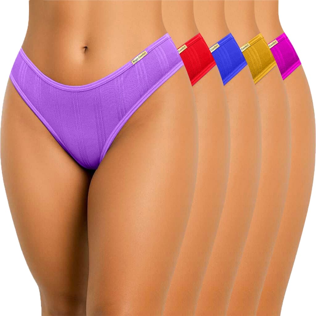 Kit Com 5 Tanga Conforto Tecido Transpirável Magic Confecção