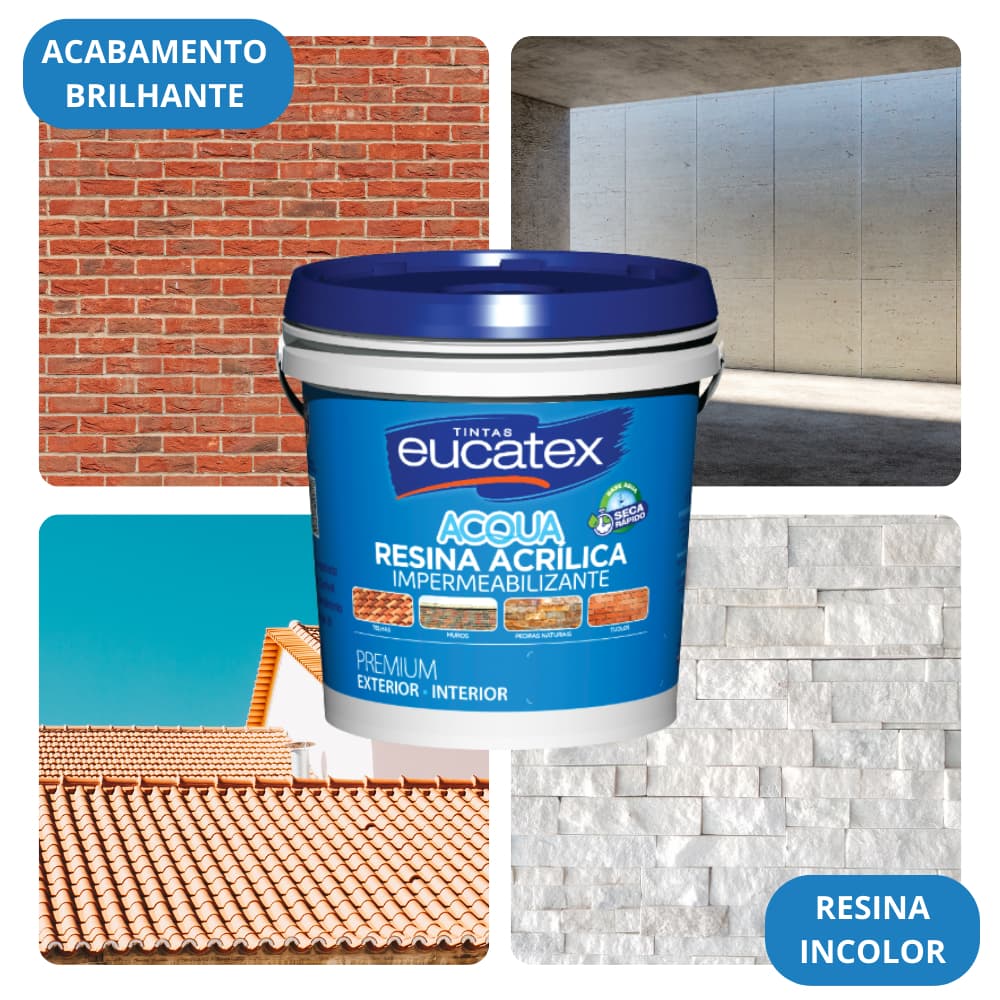 Resina Acrílica Impermeabilizante Premium Base Água Incolor Seca Rápido Exterior/Interior - Eucatex