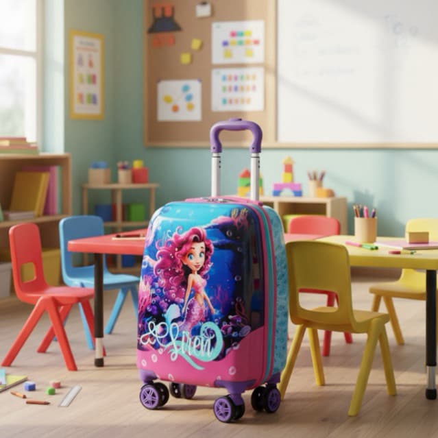 Mala Infantil Escolar Viagem Rainha Sereia Acqua ML103-10kg ABS Rígido Rodinha 360°