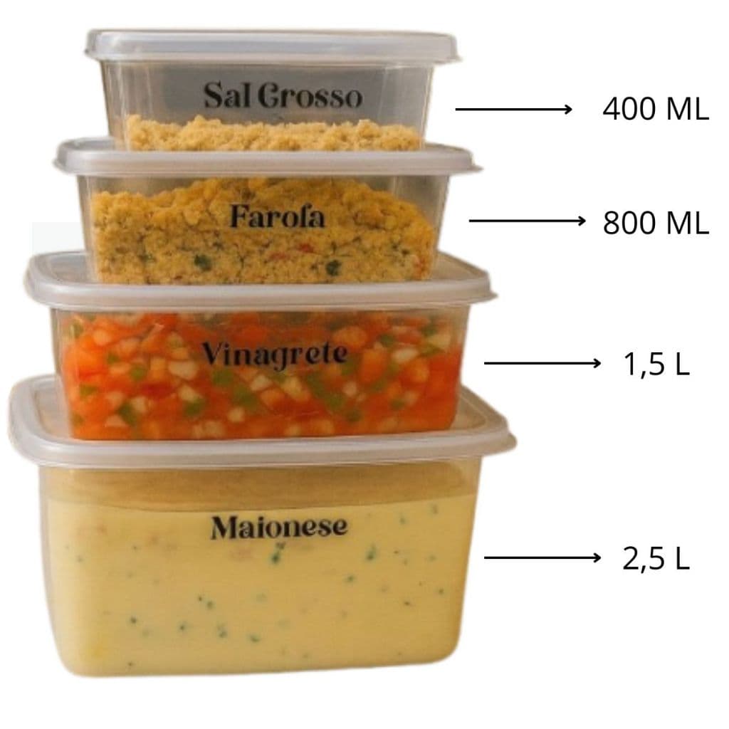 Kit 4 Potes Transparente Armazenamento de Alimentos Festa, Eventos, Aniversários