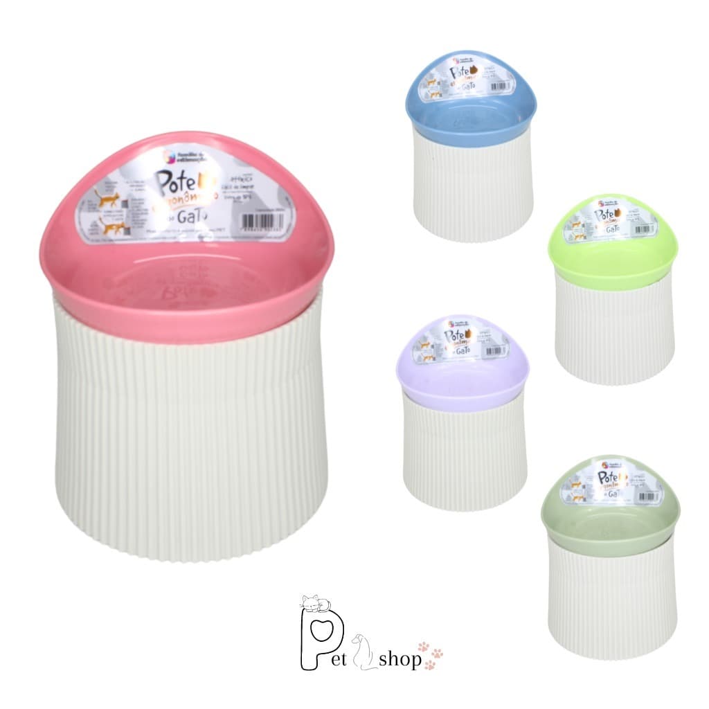 Comedouro Elevado Alto Postura Pet 390ml Gato Família de Estimação