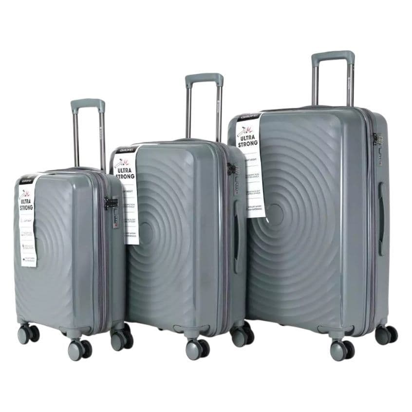 Conjunto Kit 3 Mala De Viagem Em Polipropileno Rígida com Zíper Duplo Antifurto e Antiqueda Alça e Cadeado Senha PP26#-3