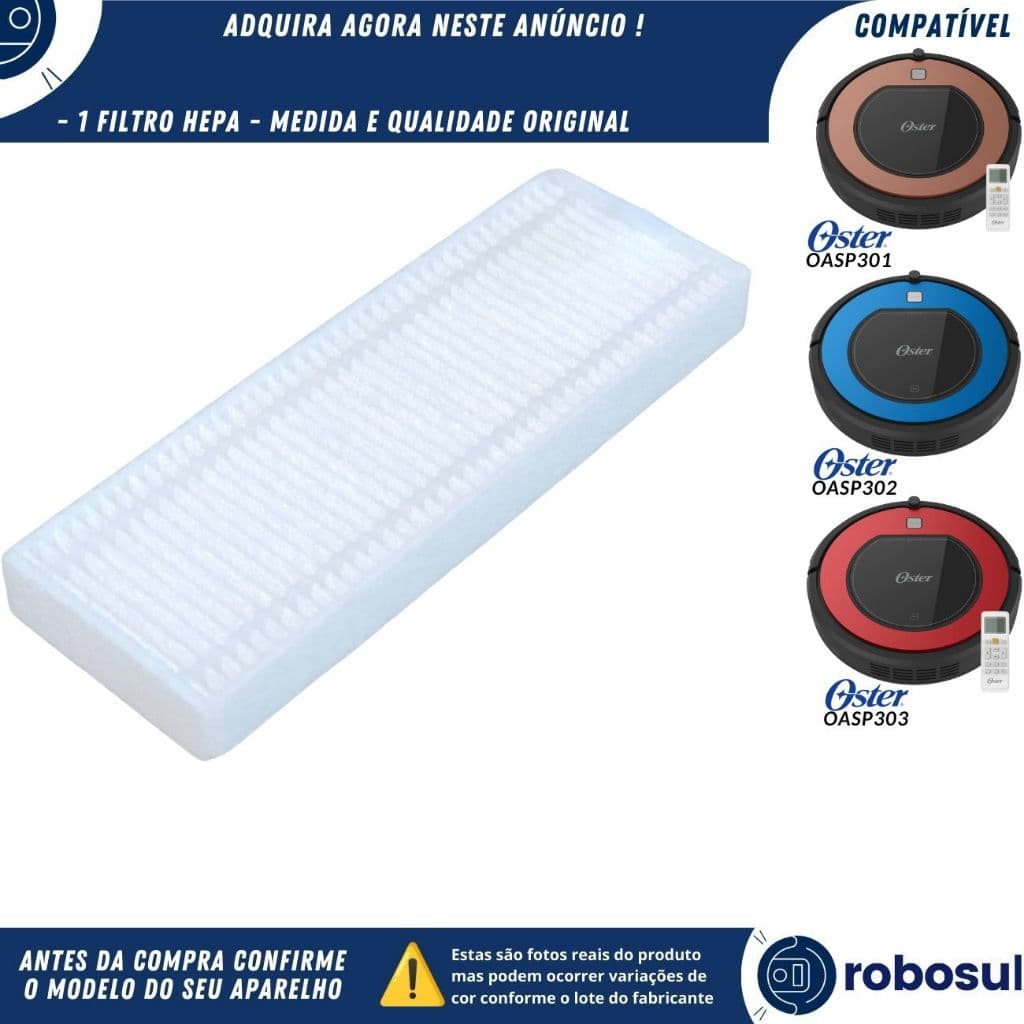 Filtro Hepa Robo Aspirador Oster OASP301 OASP302 OASP303