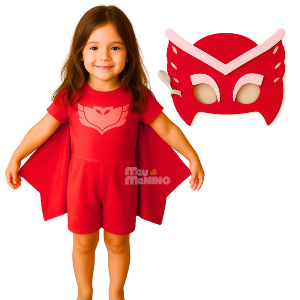Fantasia Pj Mask Corujita Vermelha Com Mascara
