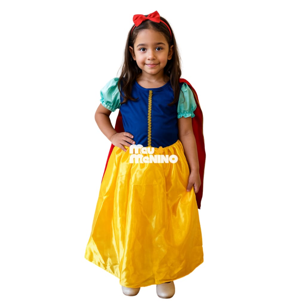 Fantasia Infantil Branca de Neve Menina Princesa Vestido Dusney Festa Mesversario Promoção
