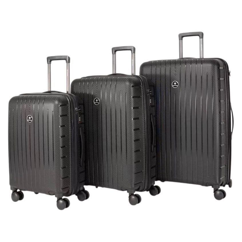 Conjunto Kit 3 Mala De Viagem Em Polipropileno Rígida com Zíper Duplo Antifurto e Antiqueda Alça e Cadeado Com Senha