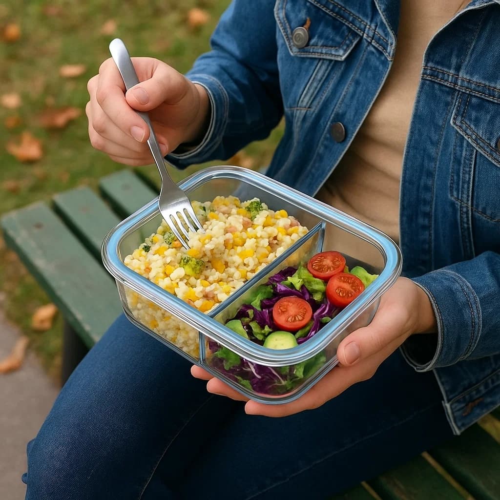 Pote Vidro Marmita Divisória Divisória Refeição Tigela Vasilha Recipiente Alimento Salada