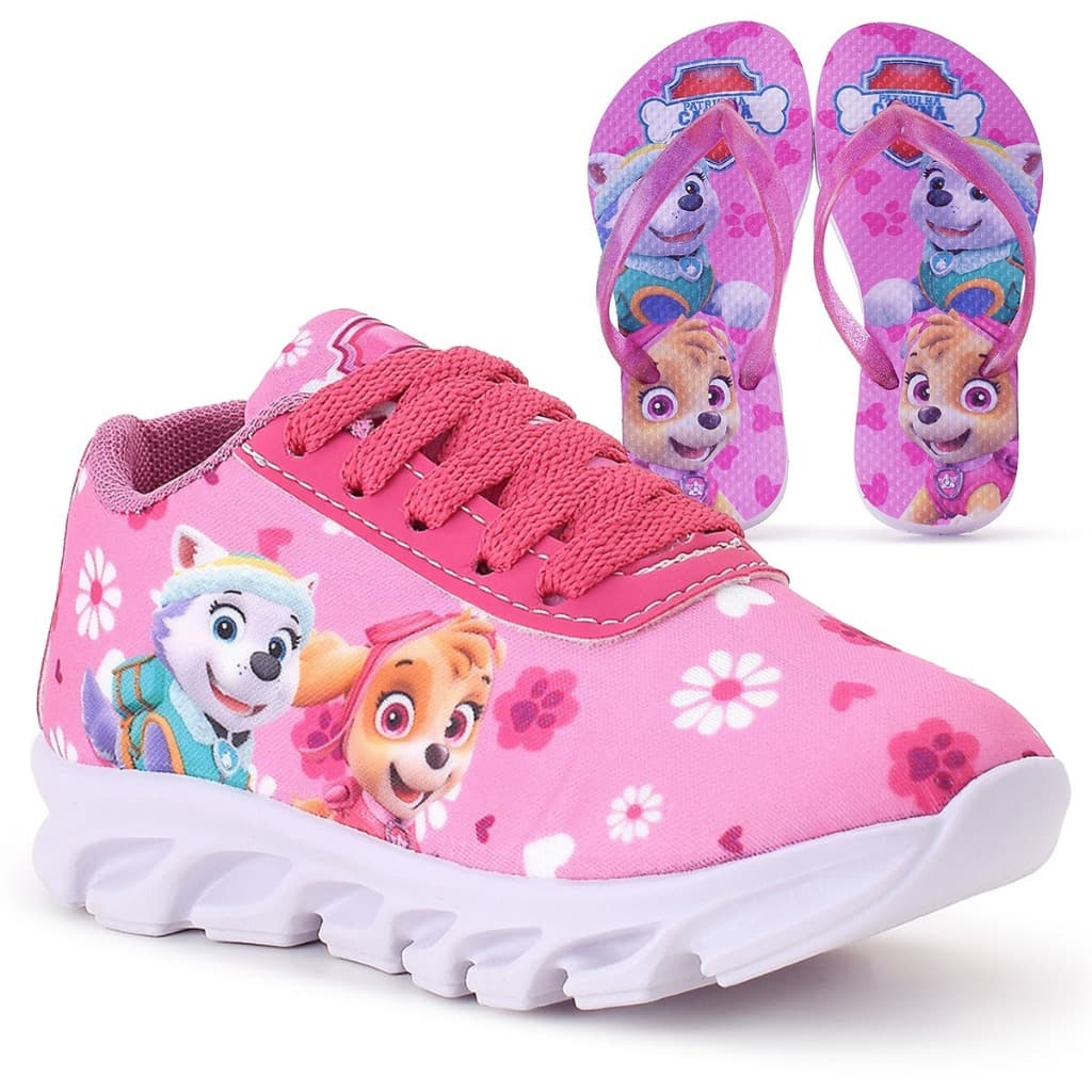 Kit Tênis Infantil Skye Menina Casual + Chinelo Infantil Skye