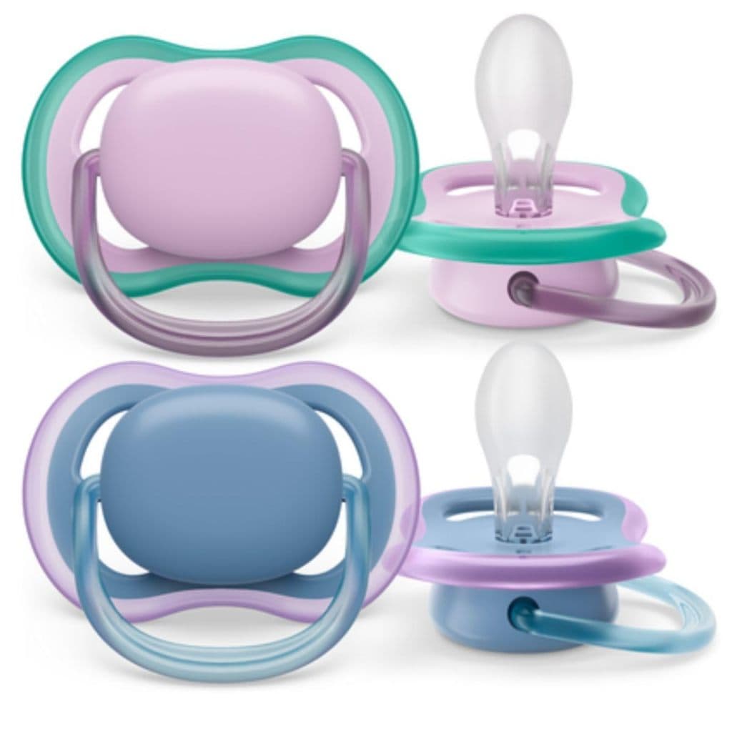kit de Chupeta Ultra Air Avent Dupla Lisa 6-18M Azul/Rosa