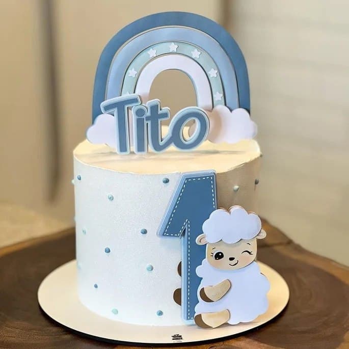 OVELHINHA COM ARCO IRIS BOHO – Personalizado – Decoração para Festa