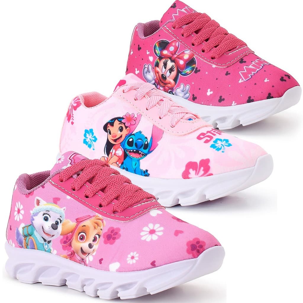 Kit 3 Tênis Infantil Menina Casual Super Confortável Lançamento