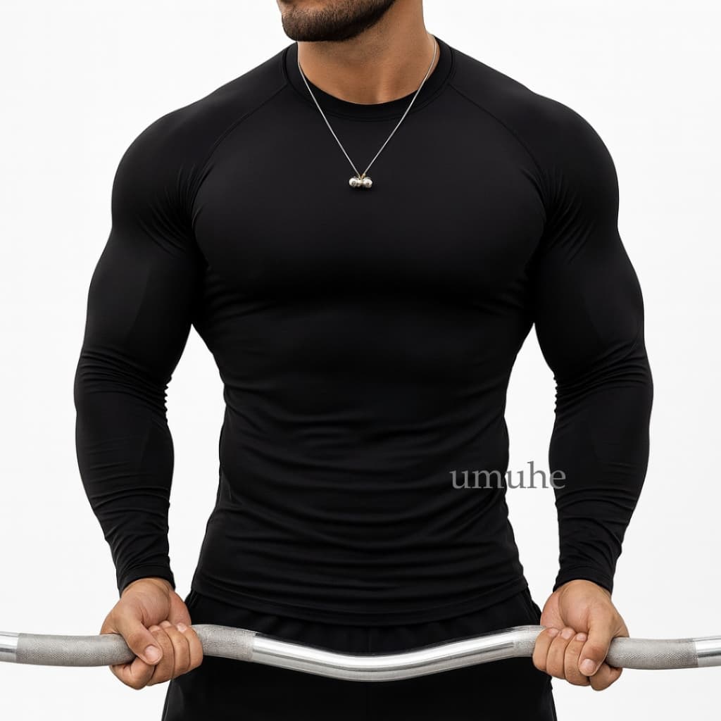 Camiseta Compressão Academia Manga Longa Rash Guard Jiujitsu Apertada Justa Treino