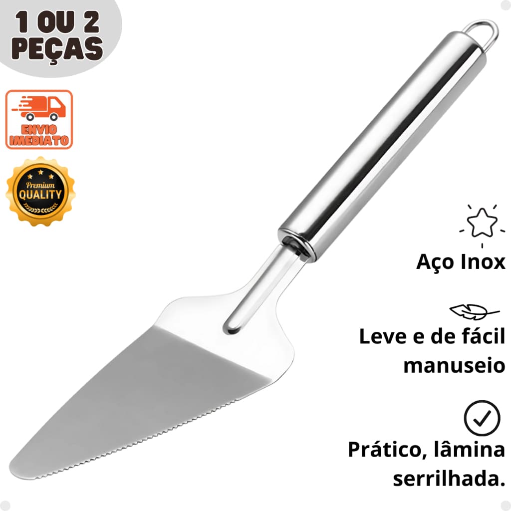 Utensílio de Confeitaria e Cozinha Espátula Inox – Corta e Serve Bolo, Torta, Quiche e Lasanha