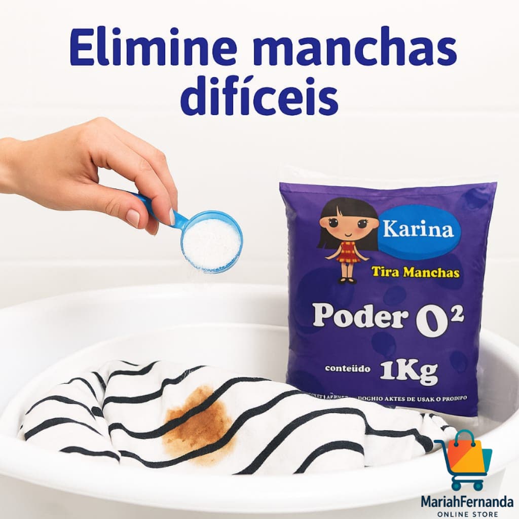 Tira Manchas em Pó Karina 1kg Remove Manchas Difíceis Roupas Brancas e Coloridas