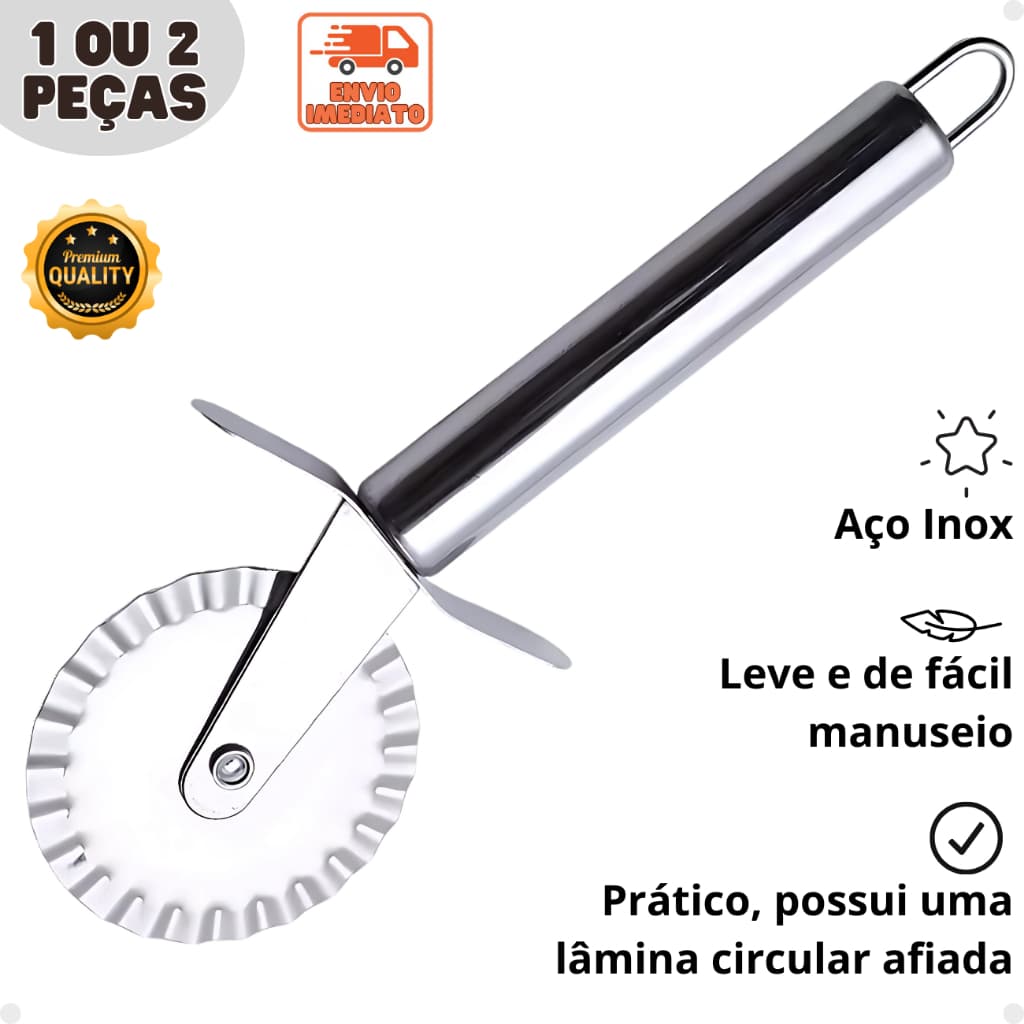 Carretilha Cortador de Massas Aço Inox Utensílio Cozinha Pizza Ravioli Pastel Prático e Resistente