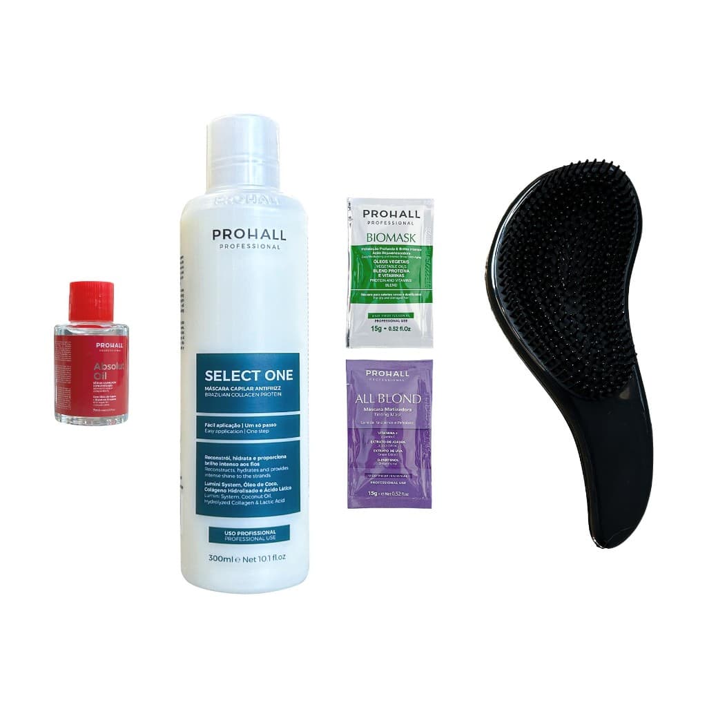 Prohall Select One Único Passo 300ml + Óleo 7ml + Escova Magica + 2 Saches Diversicados