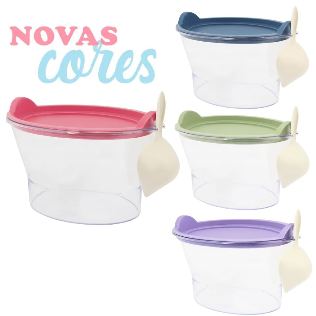 Pote Armazenador De Ração Com Pá e capacidade de 1kg Cachorro Gato e outros animais domésticos