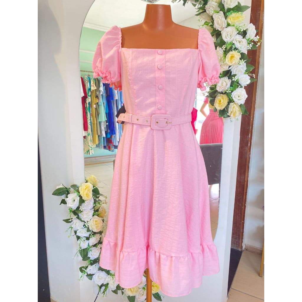 Vestido Rosa Bebe Midi Moda Evangélica