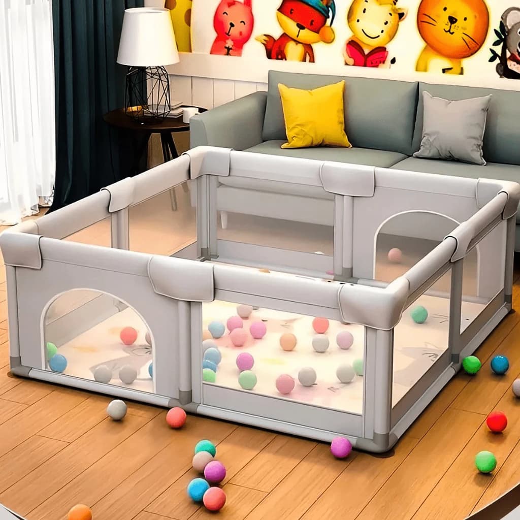 Cercadinho Bebê Chiqueirinho Infantil Cercado Grande 180x150 Portátil Dobrável para uso em praia, sitio e casa