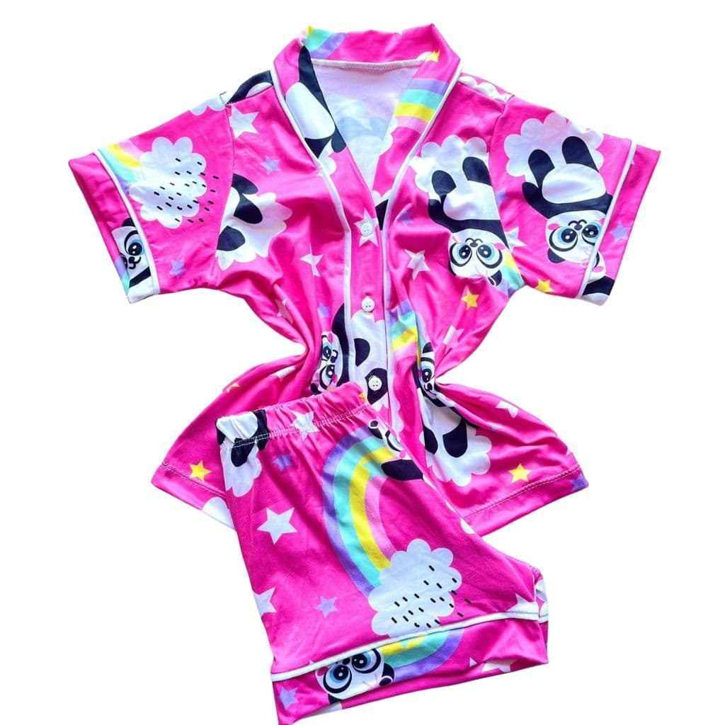 Pijama Americano Infantil Feminino Panda Rosa
