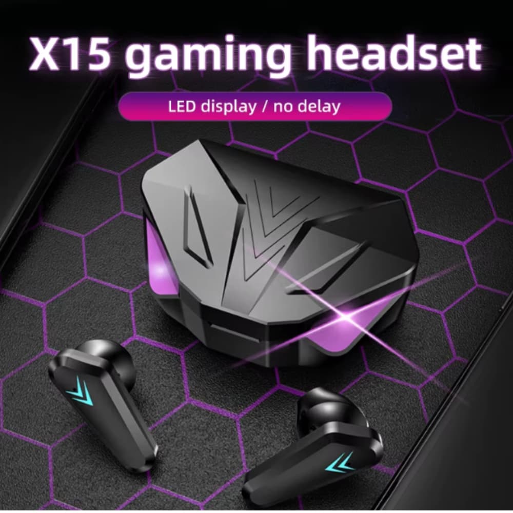 Fone De Ouvido Bluetooth GAMER Earbuds TWS RGB Headset C/Display em LED e Cancelamento de Ruídos Prt