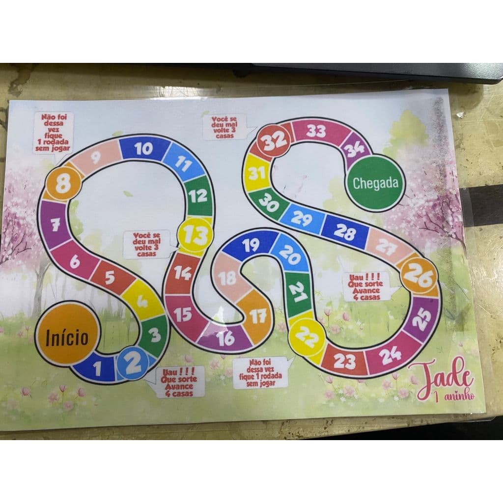 Jogo de Tabuleiro Personalizado para Festa Infantil – Lembrancinha Criativa + Pinos + Dado