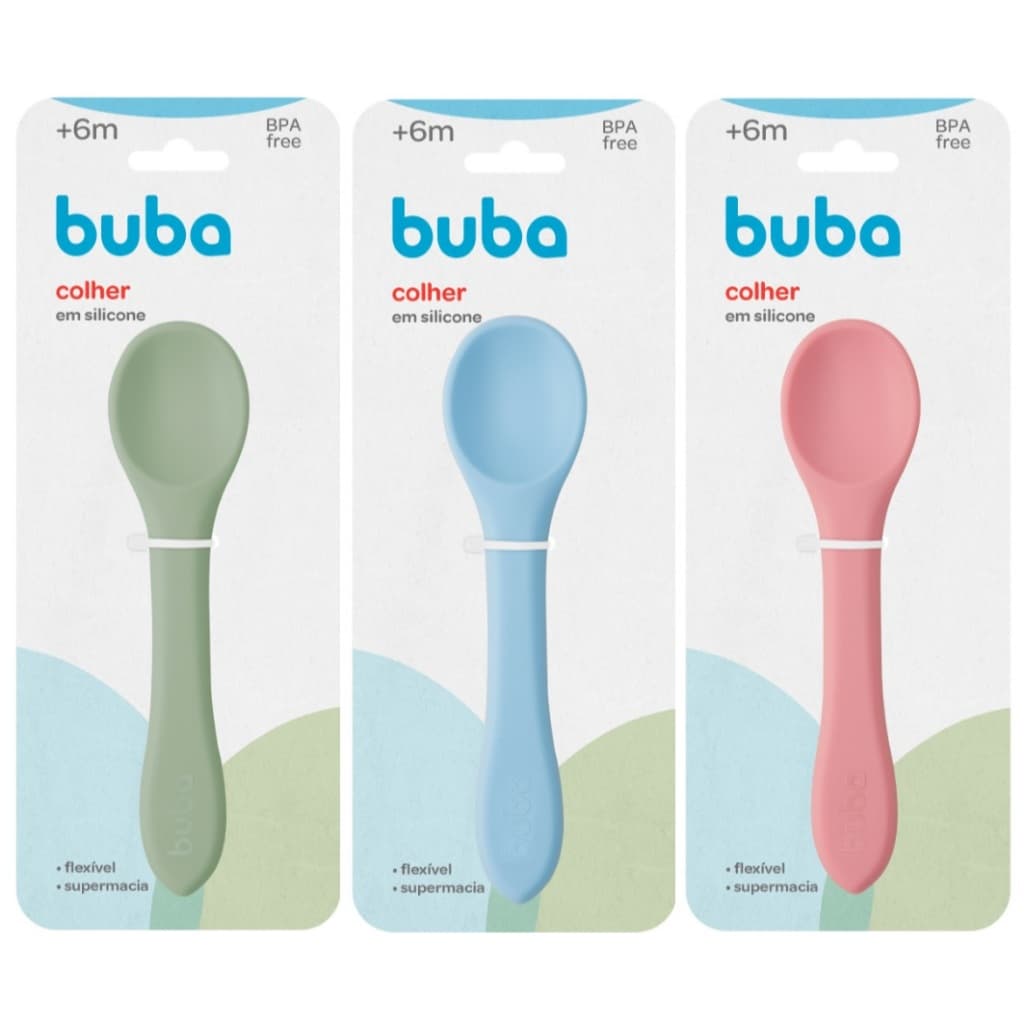 Colher De Silicone Bebê Buba Introdução Alimentar - macia não machuca BLW
